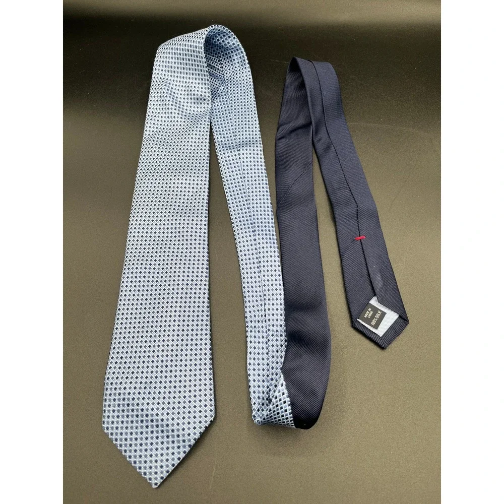 Set of 3 Mens Neck Ties Blue Burgundy Tommy Hilfiger English Laundry Umo Lorenzo